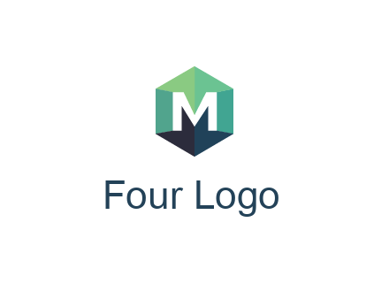 letter M in polygonal hexagon