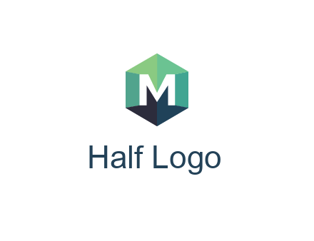 letter M in polygonal hexagon