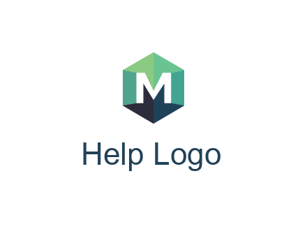 letter M in polygonal hexagon