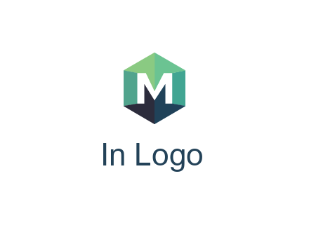 letter M in polygonal hexagon