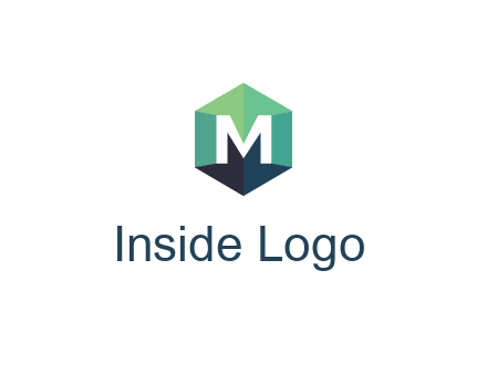 letter M in polygonal hexagon
