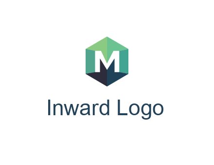 letter M in polygonal hexagon