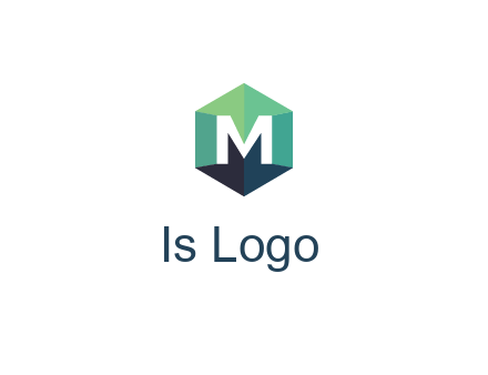 letter M in polygonal hexagon