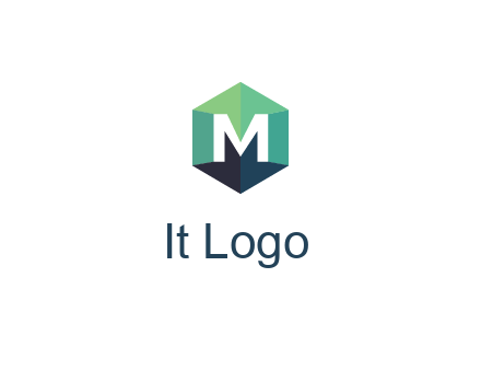 letter M in polygonal hexagon
