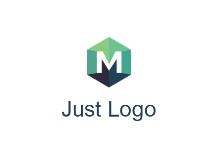 letter M in polygonal hexagon
