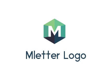 letter M in polygonal hexagon