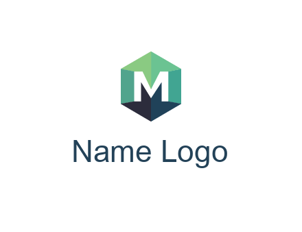 letter M in polygonal hexagon