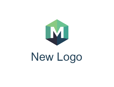 letter M in polygonal hexagon