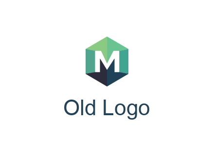 letter M in polygonal hexagon