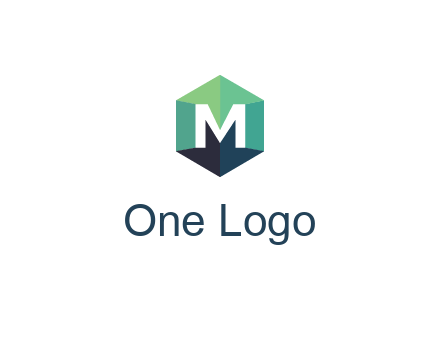 letter M in polygonal hexagon