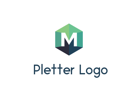 letter M in polygonal hexagon