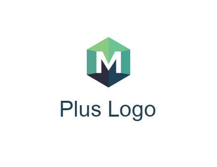 letter M in polygonal hexagon