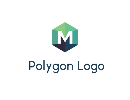 letter M in polygonal hexagon