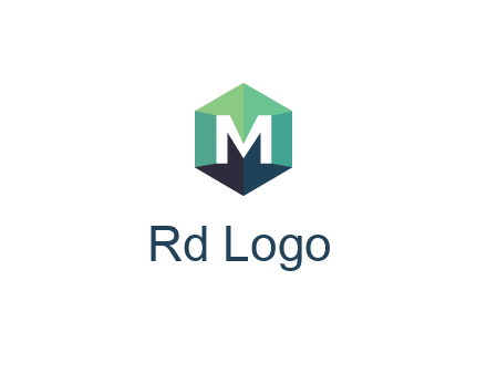 letter M in polygonal hexagon