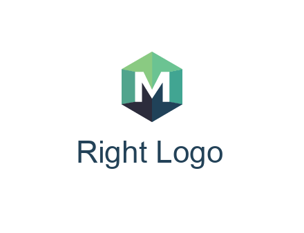 letter M in polygonal hexagon