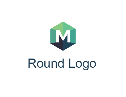letter M in polygonal hexagon