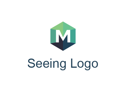 letter M in polygonal hexagon