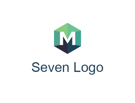 letter M in polygonal hexagon
