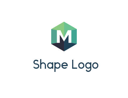 letter M in polygonal hexagon