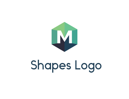 letter M in polygonal hexagon