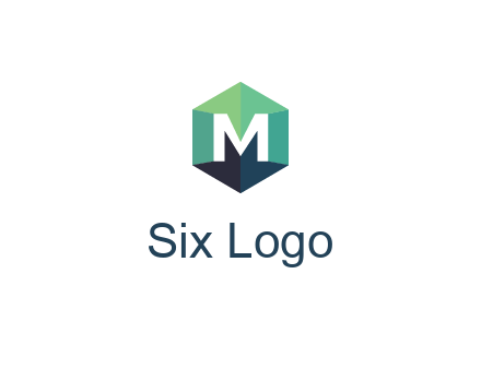 letter M in polygonal hexagon