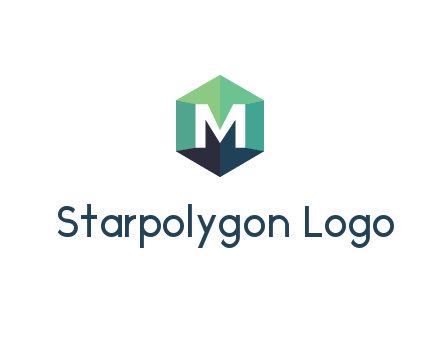 letter M in polygonal hexagon