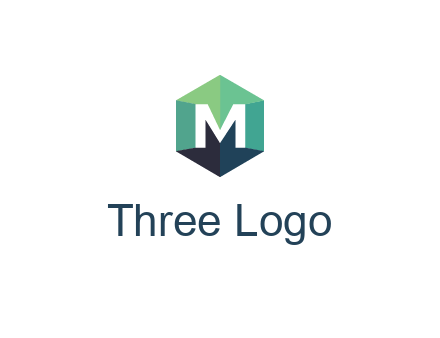 letter M in polygonal hexagon