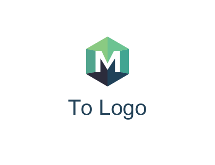 letter M in polygonal hexagon
