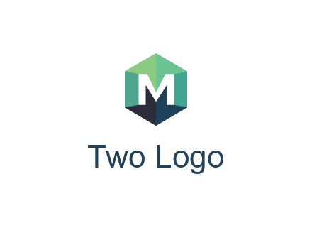 letter M in polygonal hexagon
