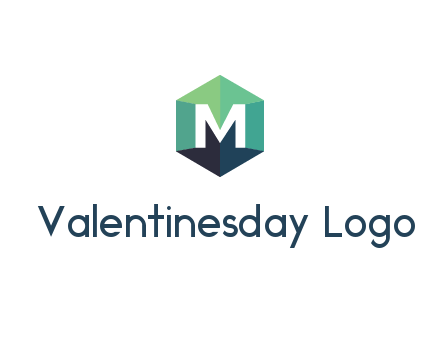 letter M in polygonal hexagon