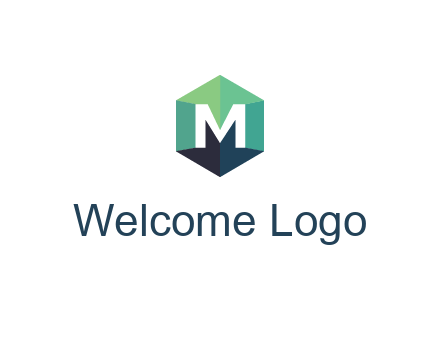 letter M in polygonal hexagon