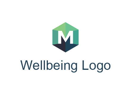 letter M in polygonal hexagon