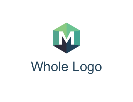 letter M in polygonal hexagon