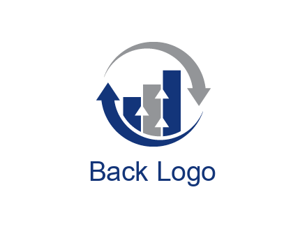 bar chart with arrows and swoosh arrows