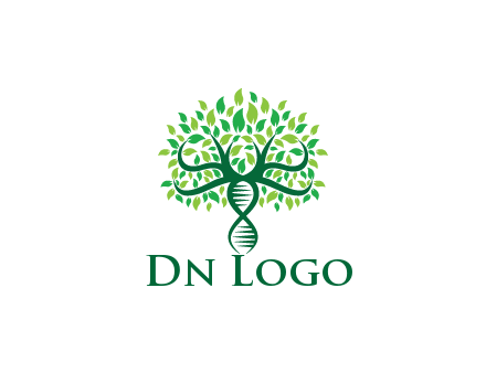 DNA strand with leaves forming tree