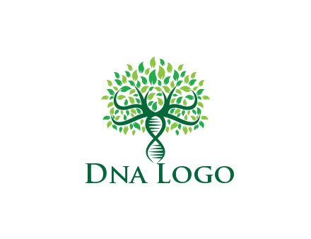 DNA strand with leaves forming tree
