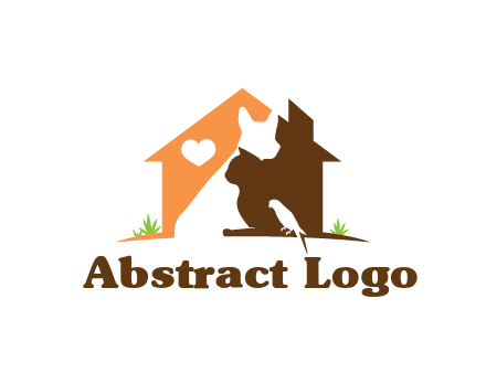 negative spacing dog with cat and bird in house
