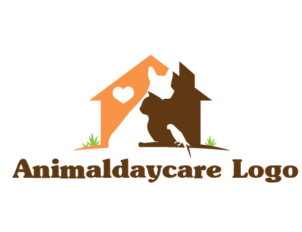 negative spacing dog with cat and bird in house
