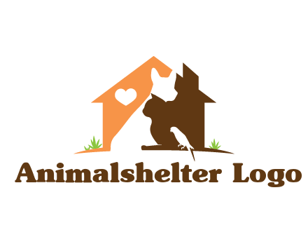 negative spacing dog with cat and bird in house