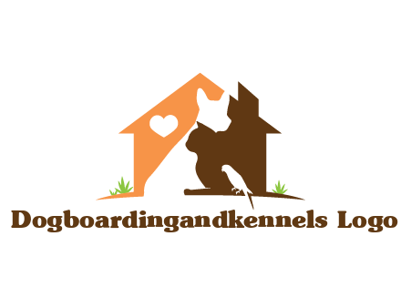 negative spacing dog with cat and bird in house