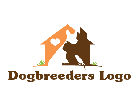 negative spacing dog with cat and bird in house