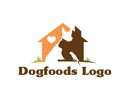 negative spacing dog with cat and bird in house