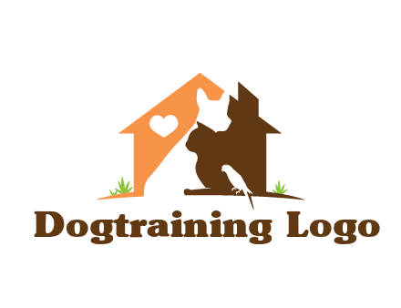 negative spacing dog with cat and bird in house
