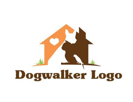 negative spacing dog with cat and bird in house