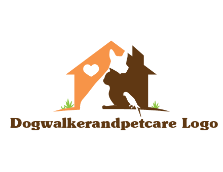 negative spacing dog with cat and bird in house