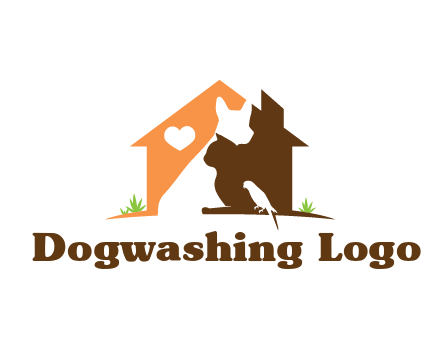 negative spacing dog with cat and bird in house
