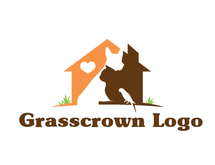 negative spacing dog with cat and bird in house