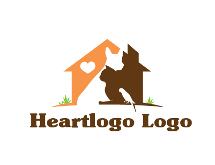 negative spacing dog with cat and bird in house