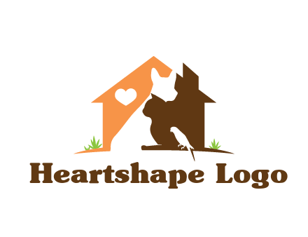 negative spacing dog with cat and bird in house