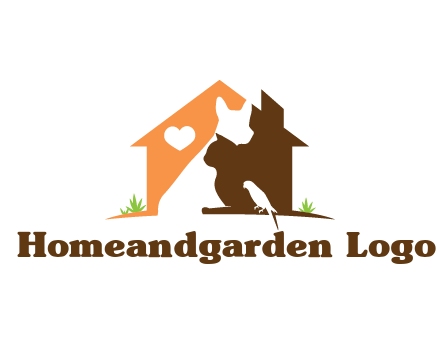 negative spacing dog with cat and bird in house